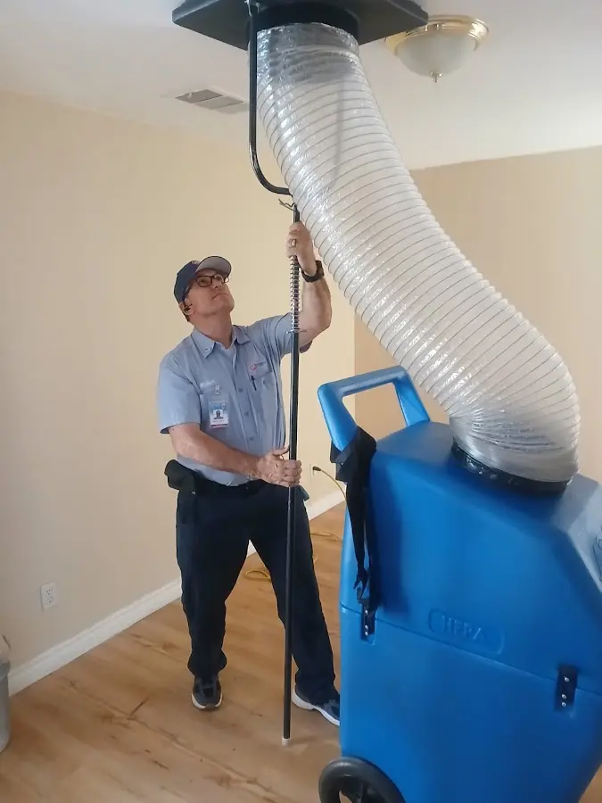 Mini Split Installation technician using HEPA equipment in Agawam Town